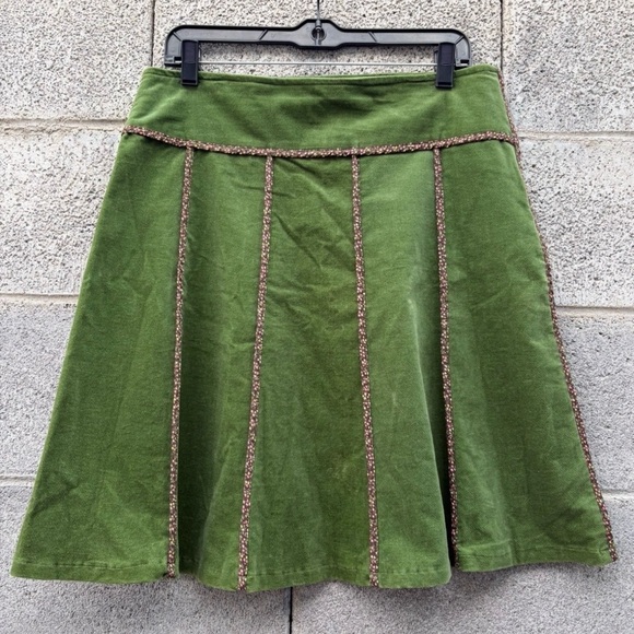 Beebop & Wally NYC Large A-Line Skirt Green W/Contrast Trim Side Zip Made In USA - Picture 4 of 10